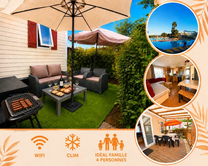 Bungalow - Wifi & Clim - 2 Chambres- Lac Des Rêves - Pérols