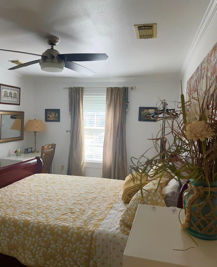 Comfortable and affordable bedroom.