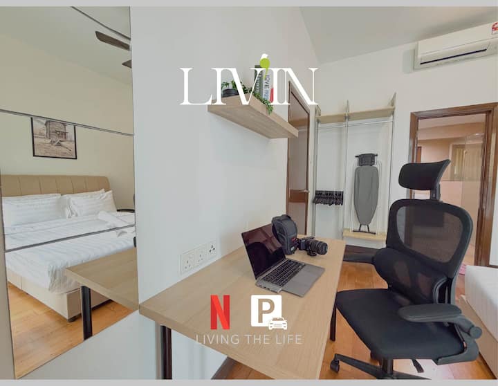 Workspace evidence from 14 KL city Family 1BR | 2 Queen Beds | Comfortably