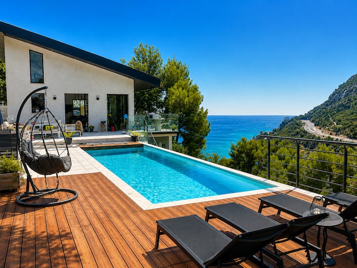Chambre Avec Piscine  Vue Mer  10mn De Monaco - Roquebrune-Cap-Martin