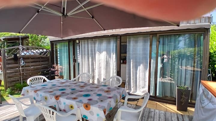 Ensemble Fixe Caravane + Véranda Alu. - Lépin-le-Lac