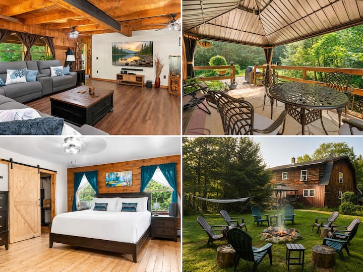 ️ Riverfront Log Home - 28 Acres - Fire Pit - Winslow State Park, Wilmot