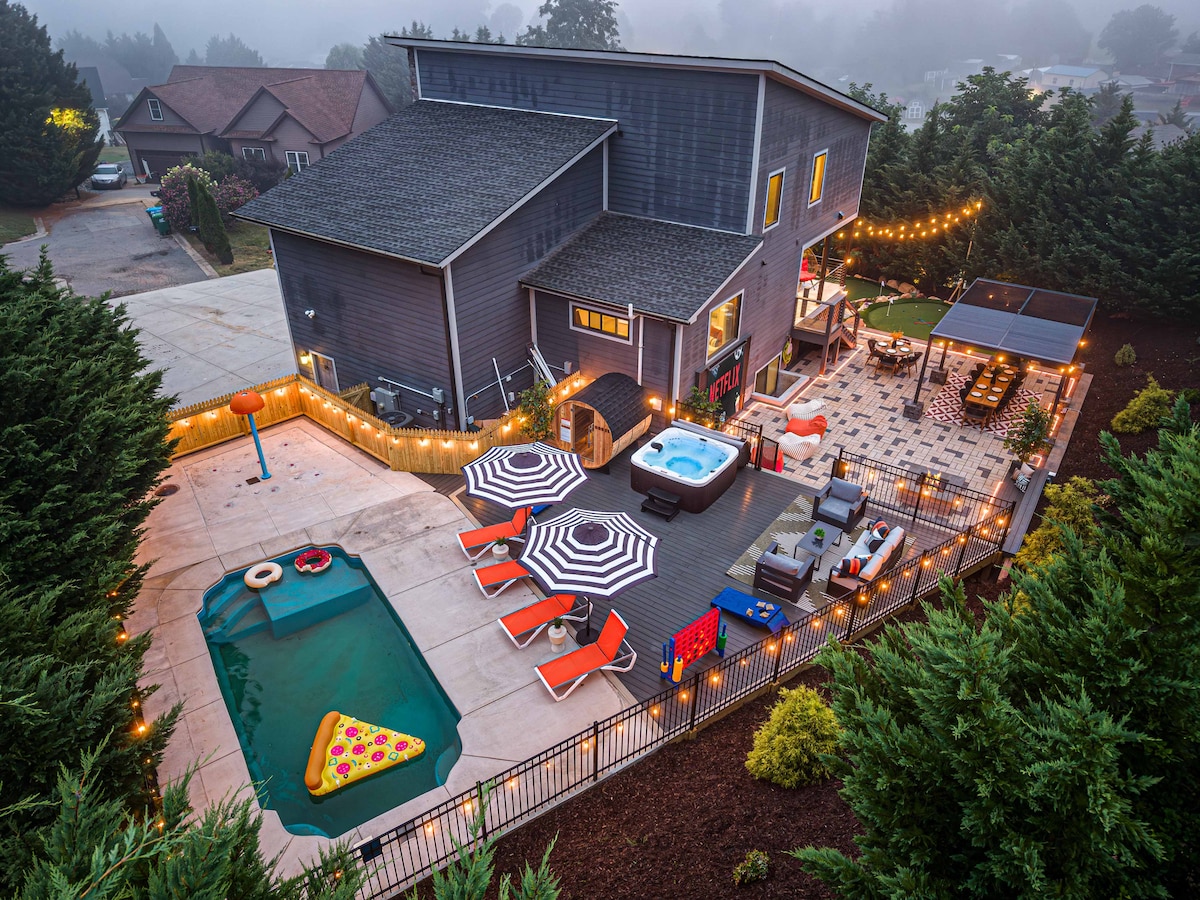 Lux Resort pool deck and backyard