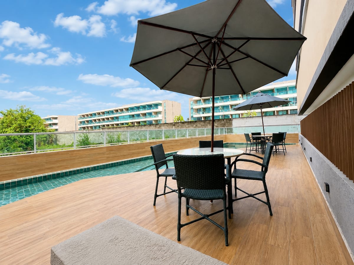 Flat com 1 quarto e lazer completo em Porto de Galinhas
