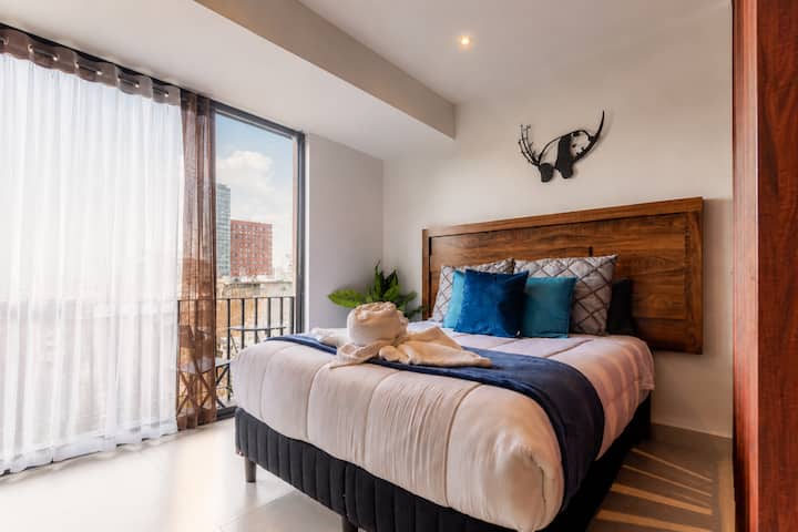 City-view Loft W/ Terrace Steps From Reforma - Mexico