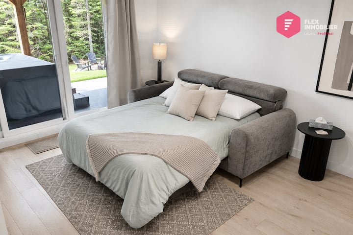 Comfortable sofa bed in the living room on the ground floor