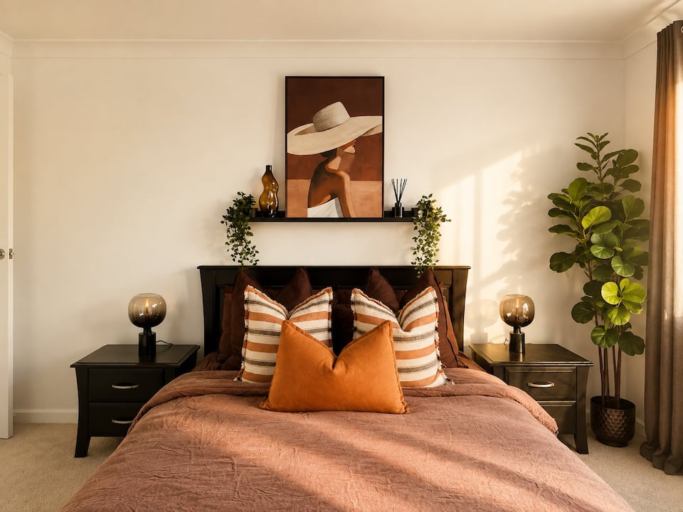 Bedroom 1 · queen bed in the Coorparoo apartment