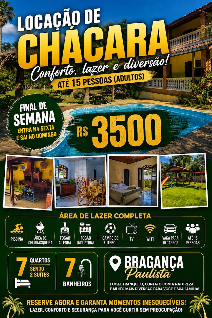 Chácara Em Bragança Paulista Lazer, Piscina. - Bragança Paulista