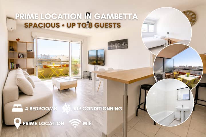 Spacious 4br For 8  Ac, Wifi & Central Nice - Nice