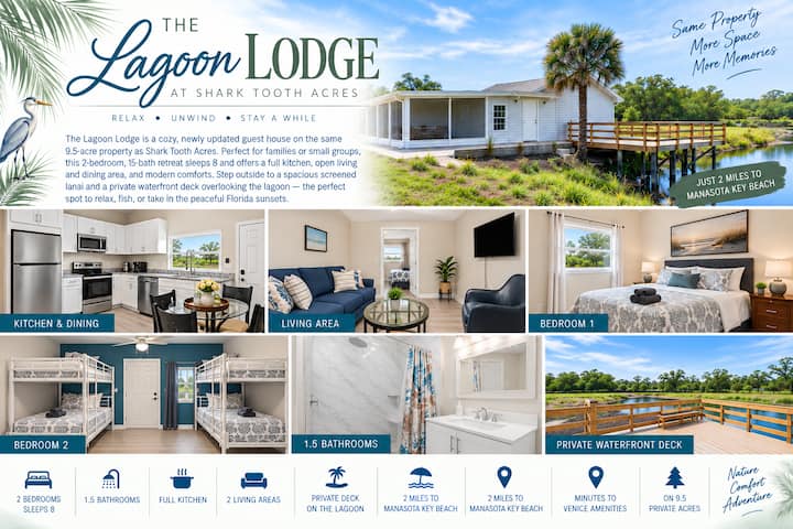 2 Houses Shark Tooth Acres - Manasota Key Sleep 22 - ベニス, FL