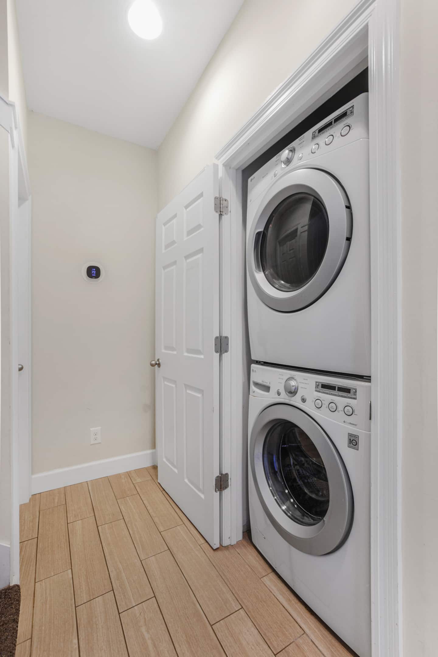 Toss the beach towels in the full-size washer and dryer and start tomorrow with a clean stack: pack lighter, stay longer.