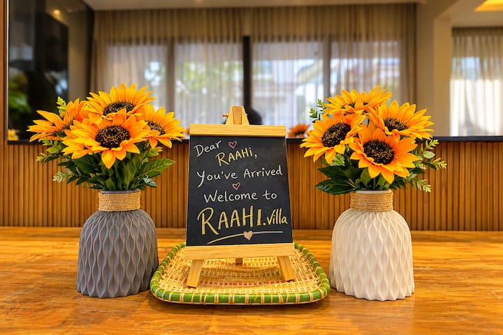 **A Little Welcome, The Raahi Way **

“Dear Raahi, you’ve arrived.”
A little reminder that at **Raahi Villa**, you’re not just a guest: you’re a traveller with a place to call home. ❤️