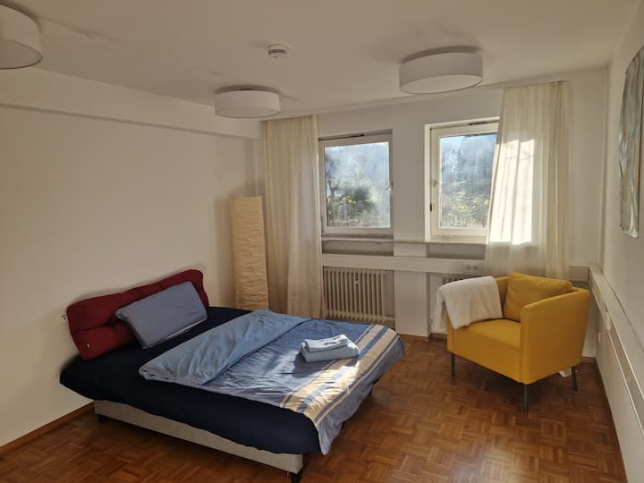 Second bedroom, sofa bed with topper, sink, reading lamp