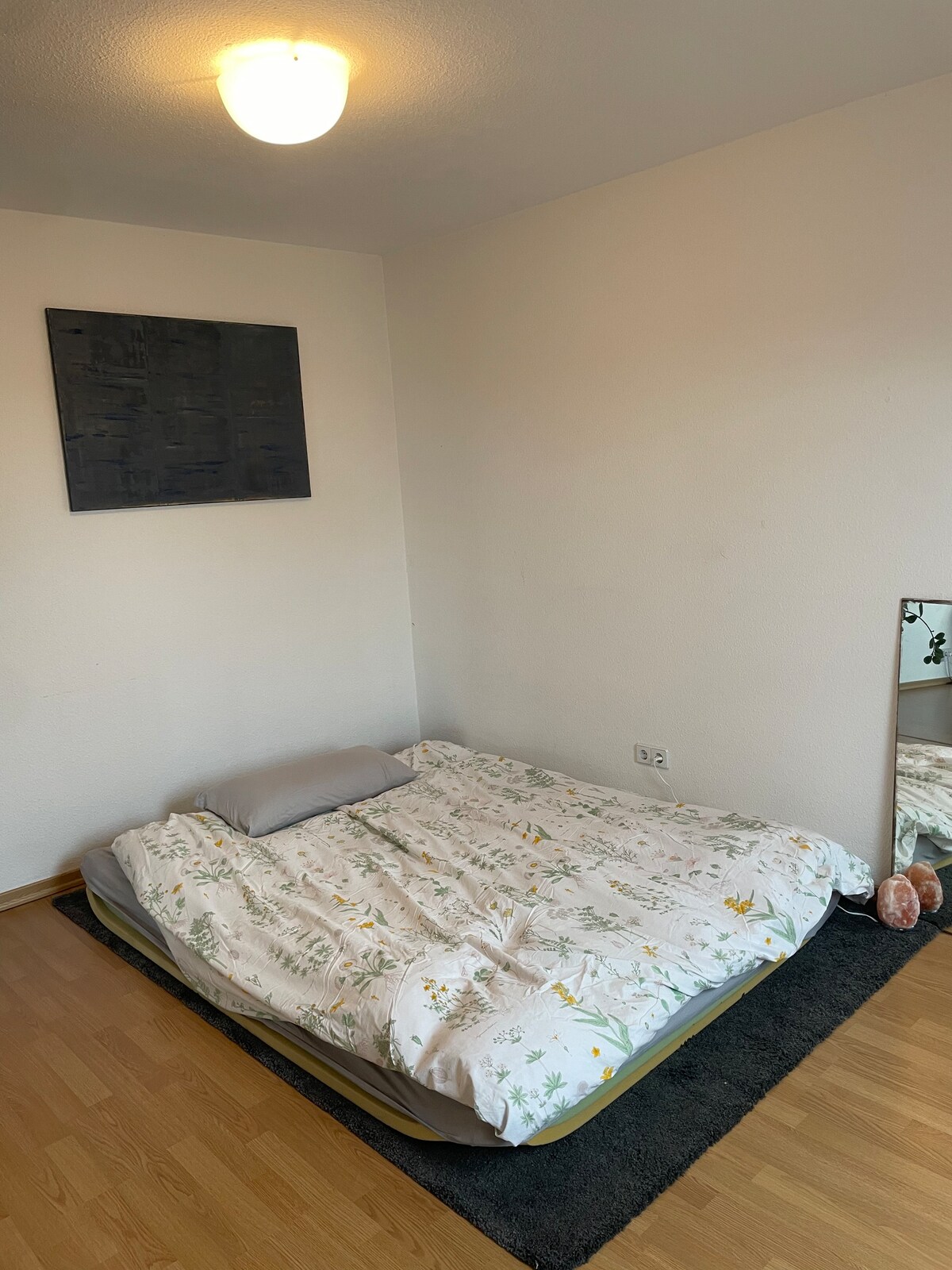 There is a comfortable Futon mattress and more floor mattresses can be added if needed. 