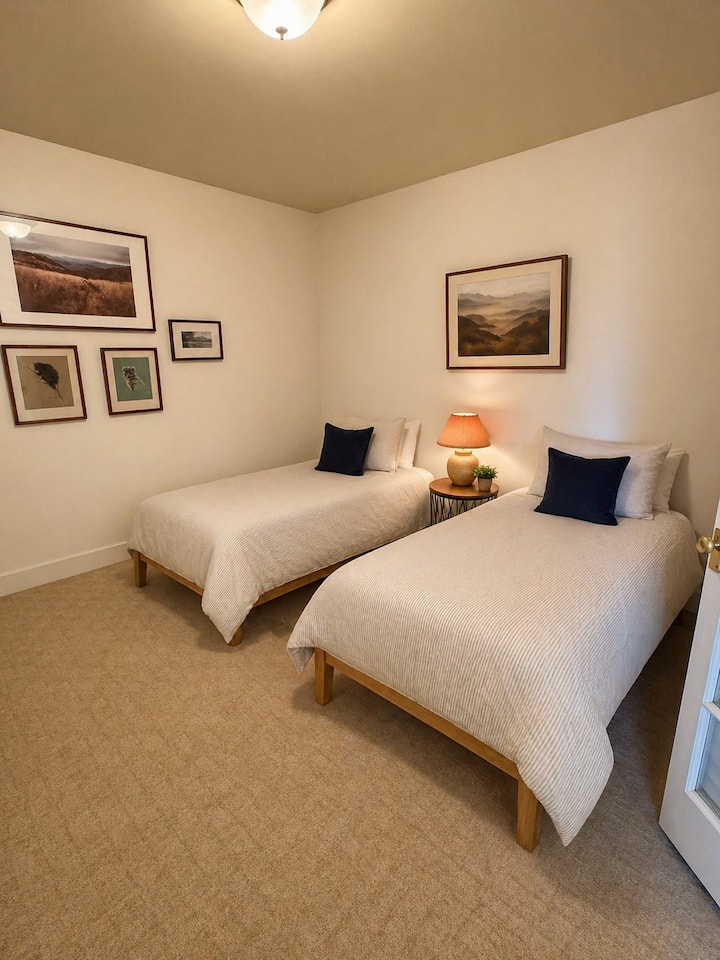 Two twin beds in the den