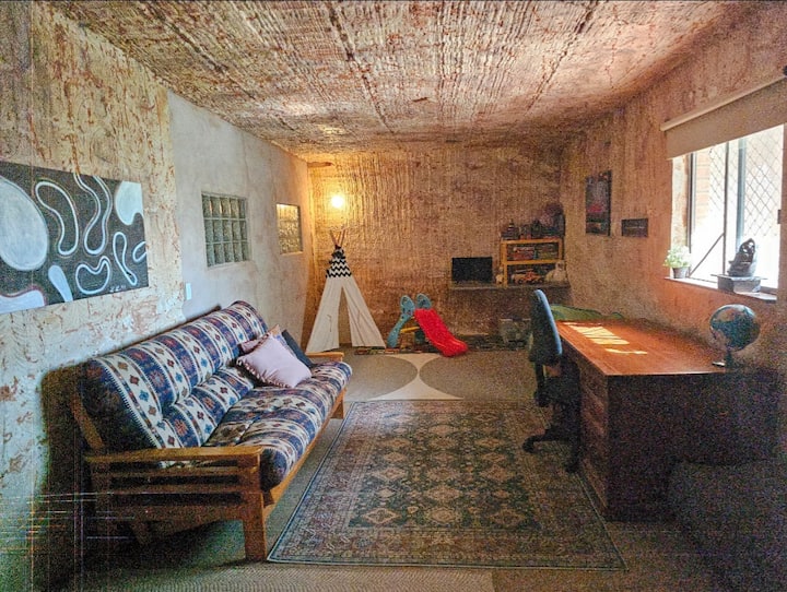 LOTS of fun things for kids of ALL AGES to play with and have their own safe space. This room is very large; grab a DVD & let the kids play for hours in cubby-tent, slide, books and lots of toys!
*PLUS NOW with FREE FAST WIFI & a desk & office chair*