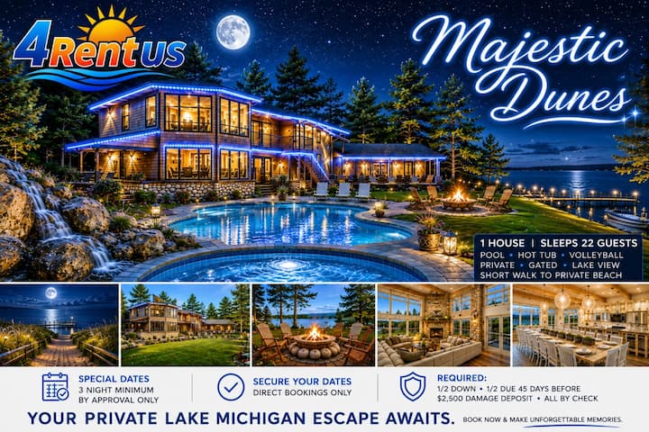 Private Lake Mi Estate | Beach, Pool, Sleeps 22 - Grand Haven, MI