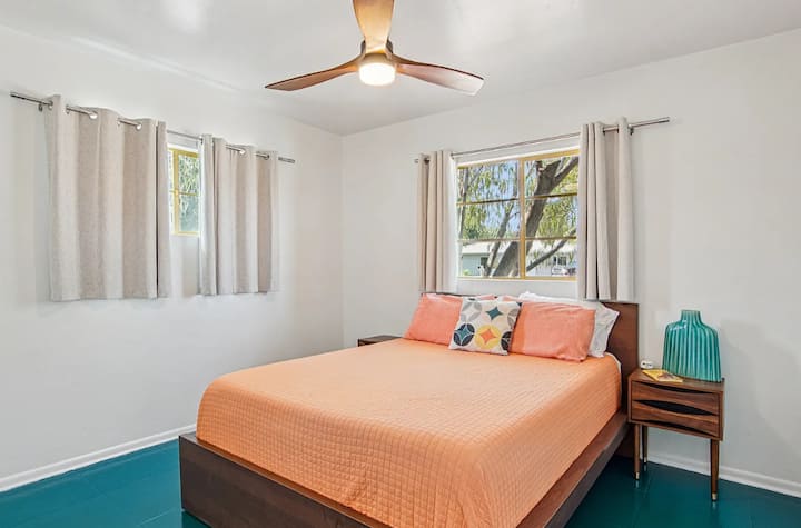 The North facing room features a memory foam mattress and cozy atmosphere.