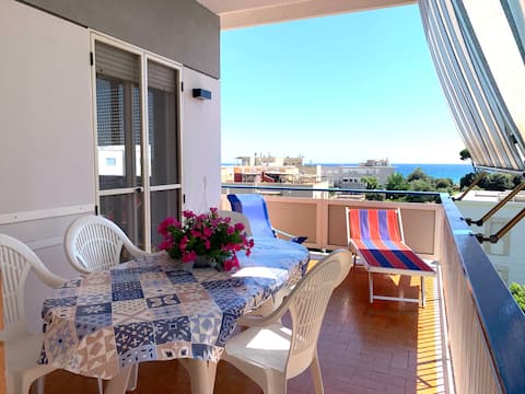 💖SEA VIEW center 200mt beach veranda, WiFi ⛱