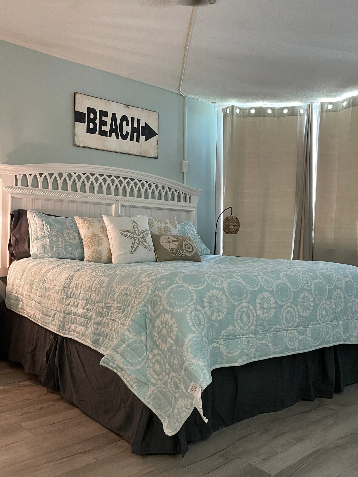 Studio king bed is in the living space 