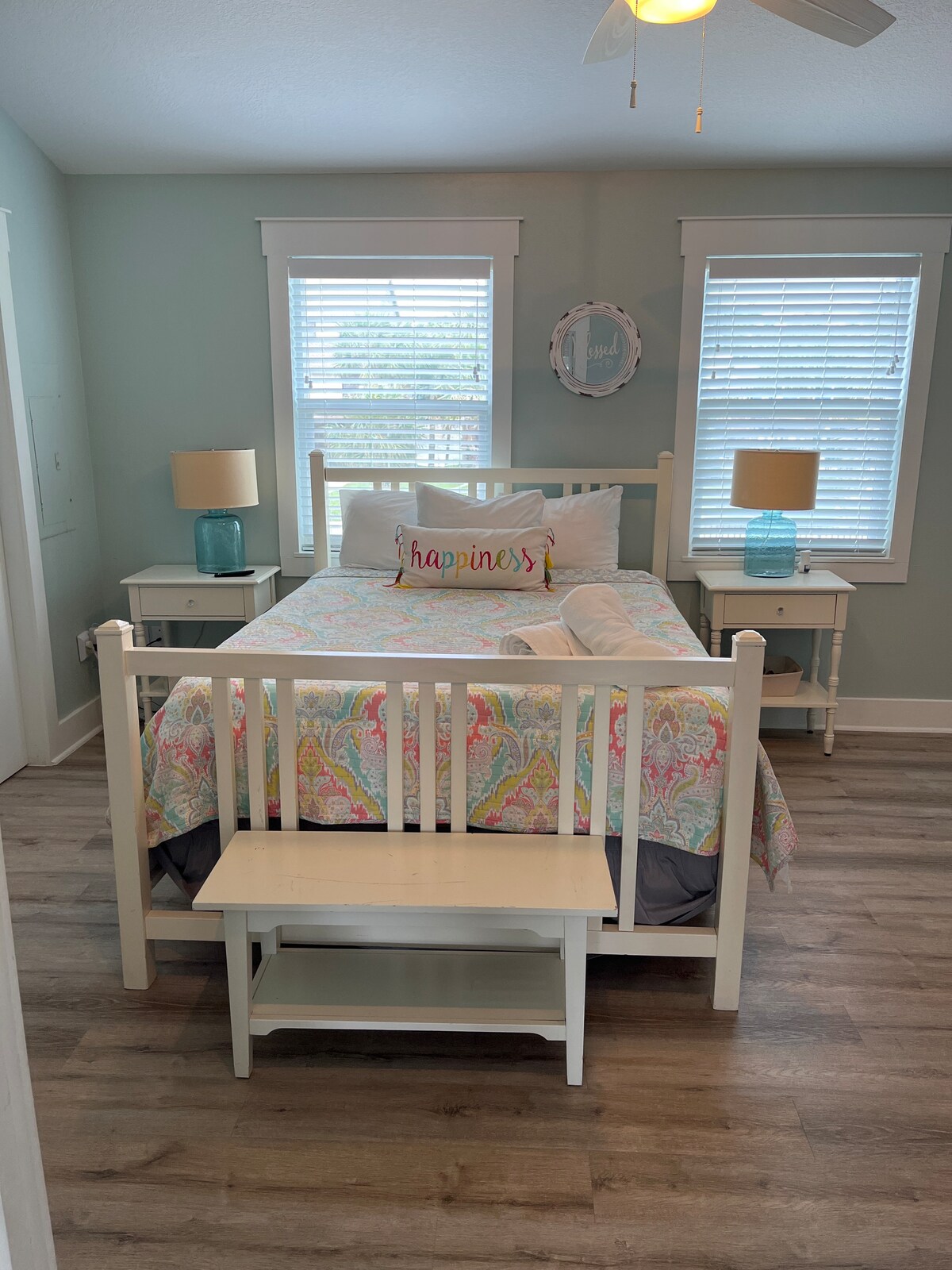 this is the middle room upstairs with bunk beds.  the half bath is just outside the doorway.  Great place to have kids stay or an additional couple with kids.