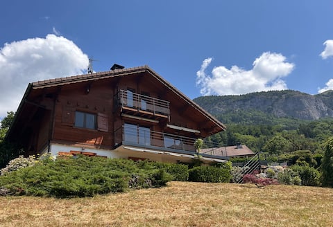 Ski/summer chalet with pool and views. Sleeps 10.
