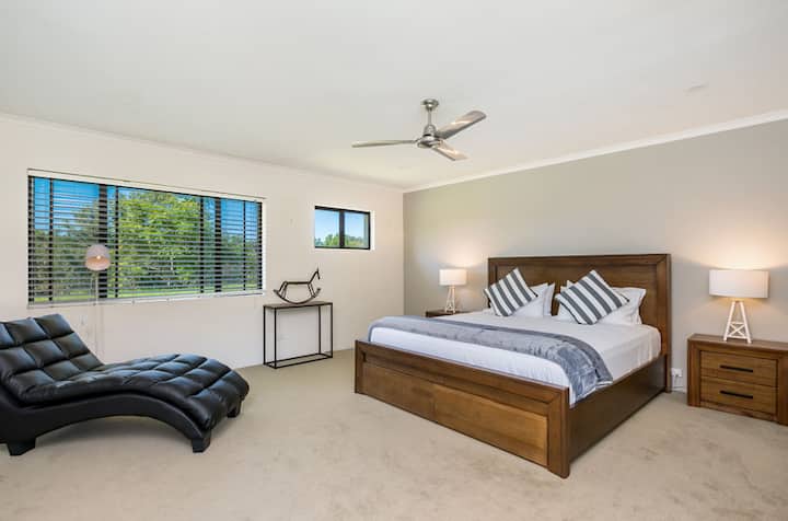 Main House Master Bedroom, also has a single bed that can be made up, or left as a day bed