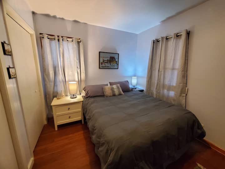 master bedroom. on the first floor. queen size bed