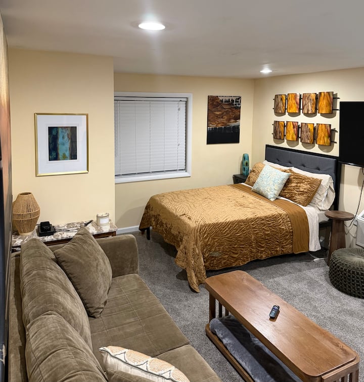 Small studio style apartment meets all of your needs.