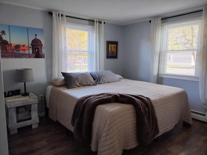 comfortable king size bed  and large smart tv