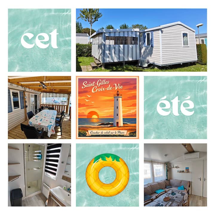 Mobilhome Avec Clim 3chb 6pl Camping 4* Océan 300m -