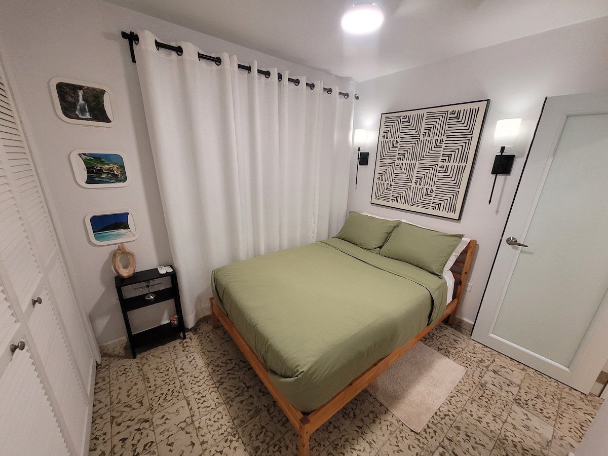 First bedroom - Full size bed with A/C.
The room is cozy.
