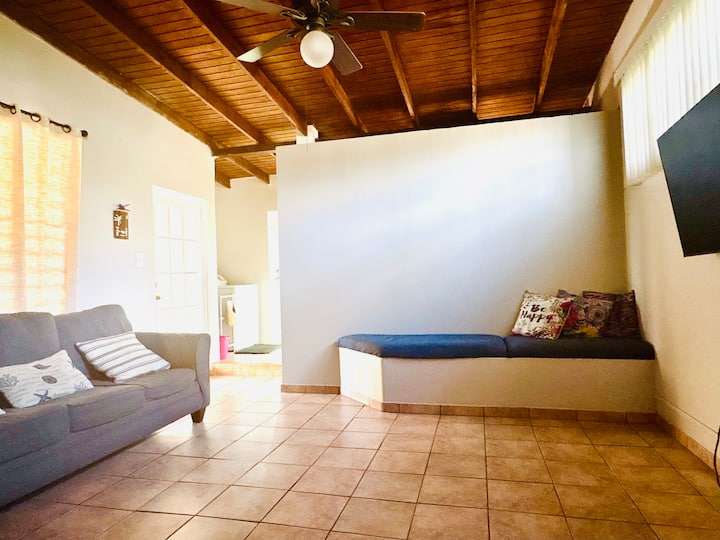 TV room with a queen sofa bed 