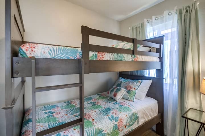 This bedroom is upstairs.