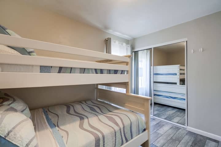 This bedroom is upstairs.