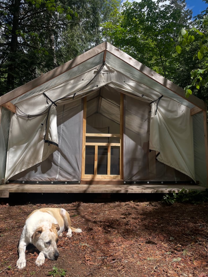 Tents are seasonal April-October.  We supply an electric blanket, but no heaters.  Off season set up can be arranged for $75 per tent per visit.  Please let us know if you would like to add this option.