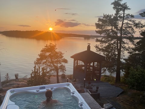beach/spa bath/sauna facing west 10km from M:hamn