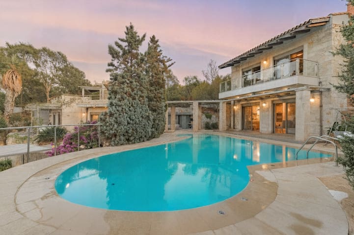 Elegant 2-Villa Stone Estate with Pool & Sea Views