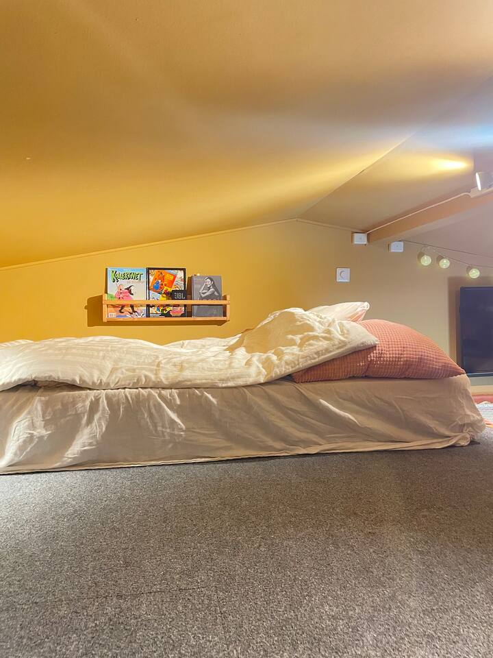 Podkrovie s 1,20 lôžkom. Ak sa chcete dostať do podkrovia, musíte prejsť po mierne strmom schodisku. 
Nachádza sa tu aj televízor. 