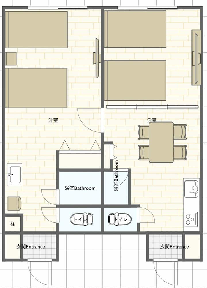 Susukino｜8pax｜goodmattress｜2min-walktram【f503f505】 - Hokkaido