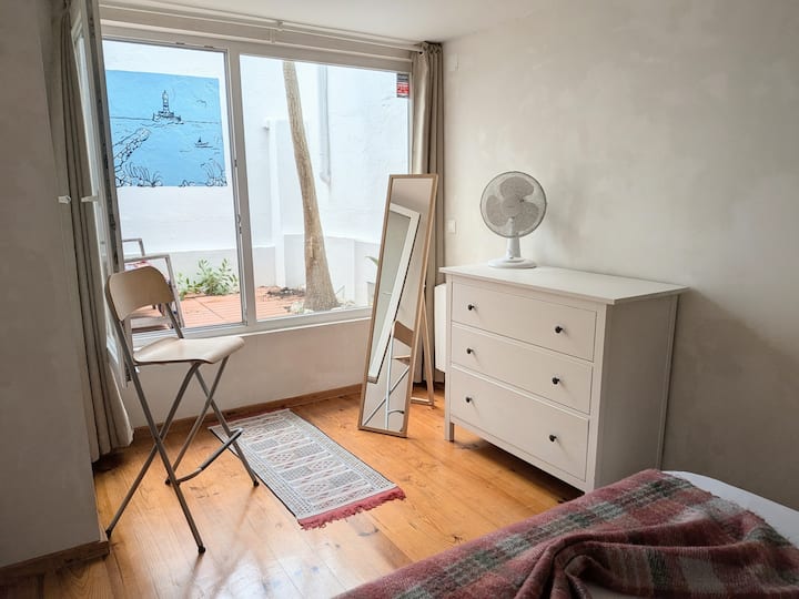 The bedroom in the basement.