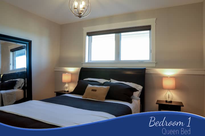 Our spacious bedroom with a full size queen bed.