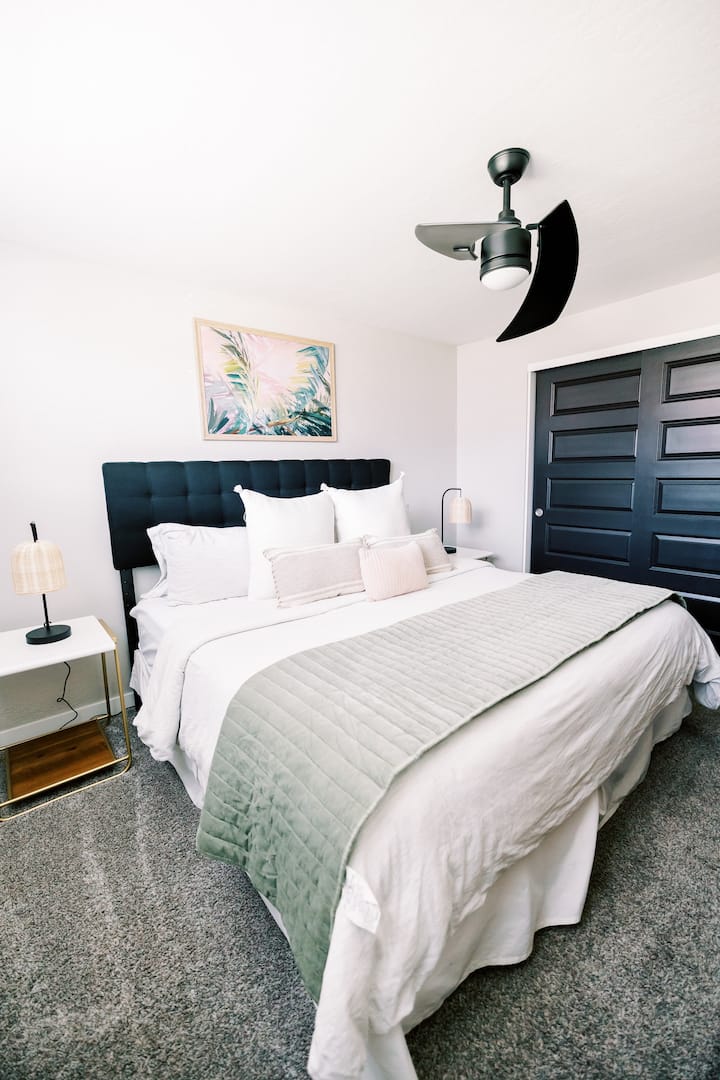 King bedroom with own bathroom on lower level