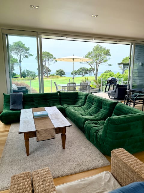 Modern Matarangi Escape | Beach + Golf Views