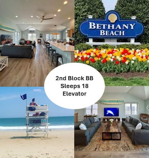 <2 blocks to beach & town, sleeps 18, elevator
