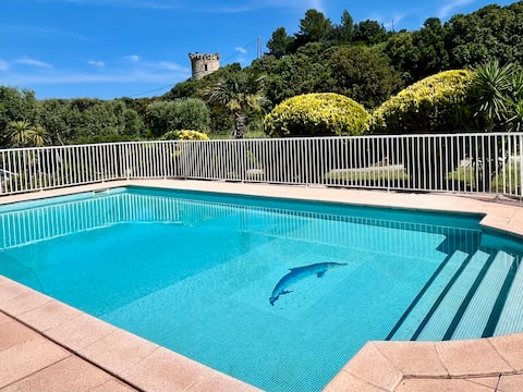 Large house with pool 100 m from the beach