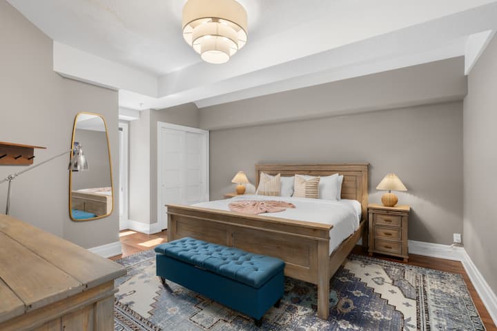 Bedroom with king size bed.
