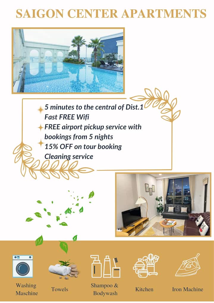 Saigon River Front*Pool* Airport Pickup*Food Area