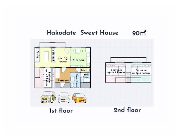 Sweet House/3 Free Parking /Wi-fi/seafood Market - Hakodate
