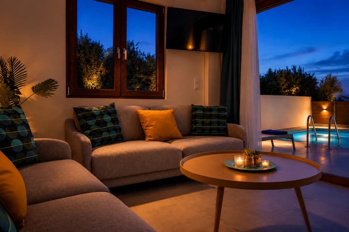 Ground Floor - Bright open-plan living area with direct access to the pool terrace